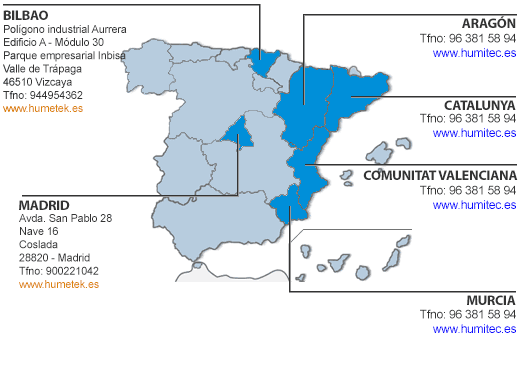 mapa sedes humitec empresa especializada en humedades